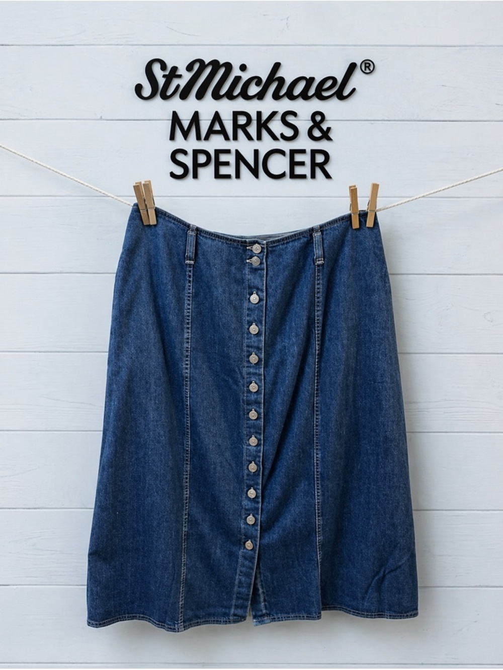 MARKS & SPENCER St Michael Denim Button-Front Skirt – Size 18 (CAN)